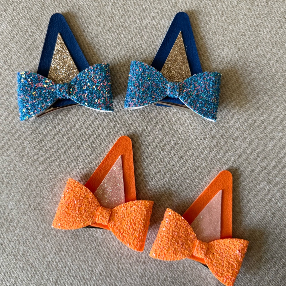 Dog Ear Pigtail Bow Clips